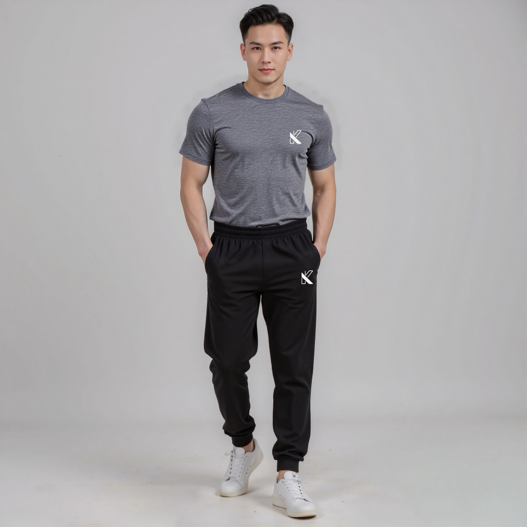 Bộ Quần Jogger Thun Nam Thể Thao Dài Màu Đen Vải Thun Loại 1 Phong Cách Trẻ Trung Năng Động Cá Tính Unisex TheThaoKute