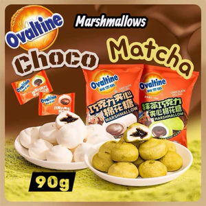Kẹo Gòn Marshmallows Ovaltine Nhân Chocolate Phủ Bột Matcha Gói 90g