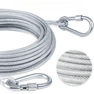 Dây Cáp Inox 4.6M Có Khóa Carabiner 2 Đầu | Dây Thép Bọc PVC 5mm Treo Đèn Căng Rèm Ngoài Trời