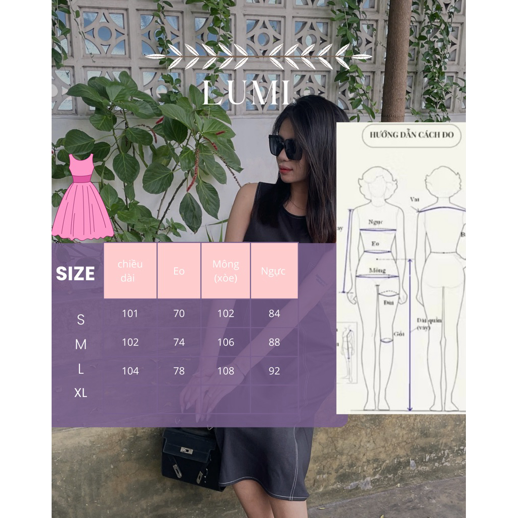 (Mới) LUMI - Đầm công sở nữ dáng chữ A màu đen vải cotton thiết kế chỉ nổi tinh tế đi chơi đi làm
