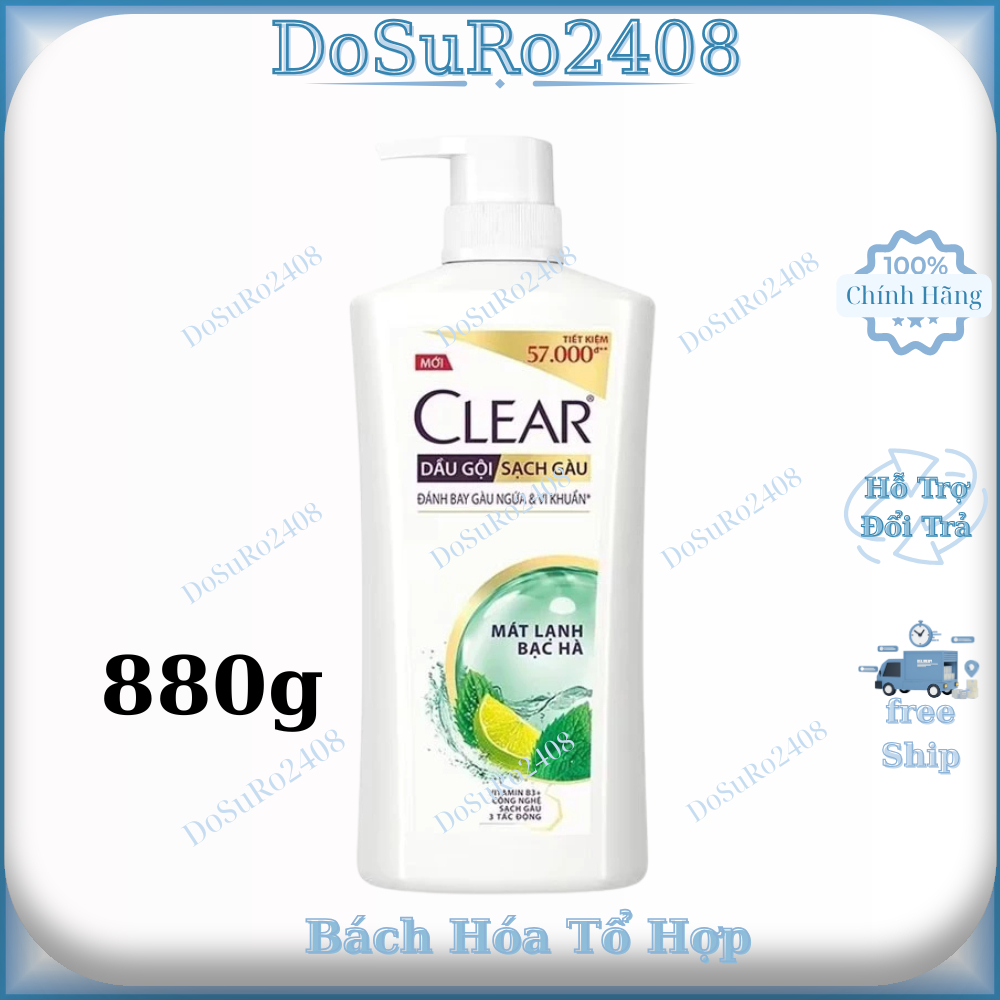 Dầu gội sạch gàu Clear đánh bay gàu & nhờn ngứa, sảng khoái cả ngày dài 880G