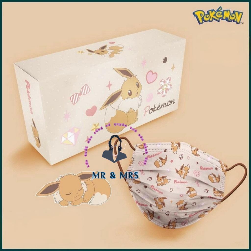 (Set 10/30/50) Khẩu Trang Hoạt Hình Pokémon Người Lớn