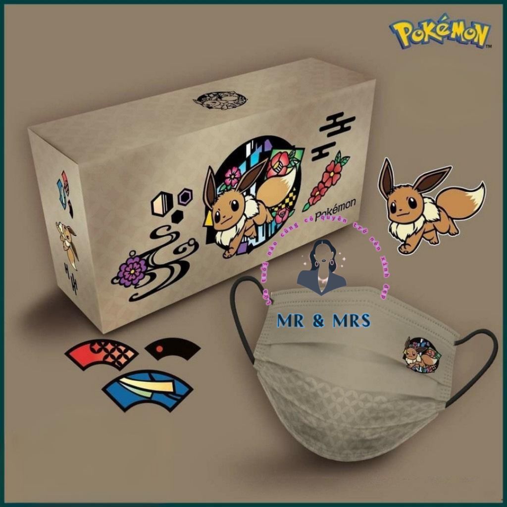 (Set 10/30/50) Khẩu Trang Hoạt Hình Pokémon Người Lớn
