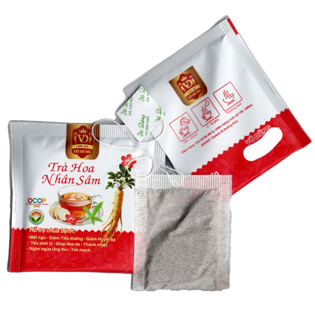 COMBO 3 - Trà Hoa Nhân Sâm Bố Chính - Võ Dũng (Đặc Sản Vĩnh Long, Hộp 15 túi lọc, mỗi túi 1,7g) - Trà túi lọc