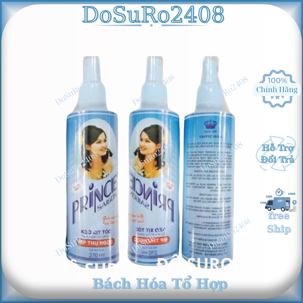 Keo xịt tóc Prince Sài Gòn 125ml, 270ml giữ nếp tóc lâu tạo kiểu hoặc bới tóc