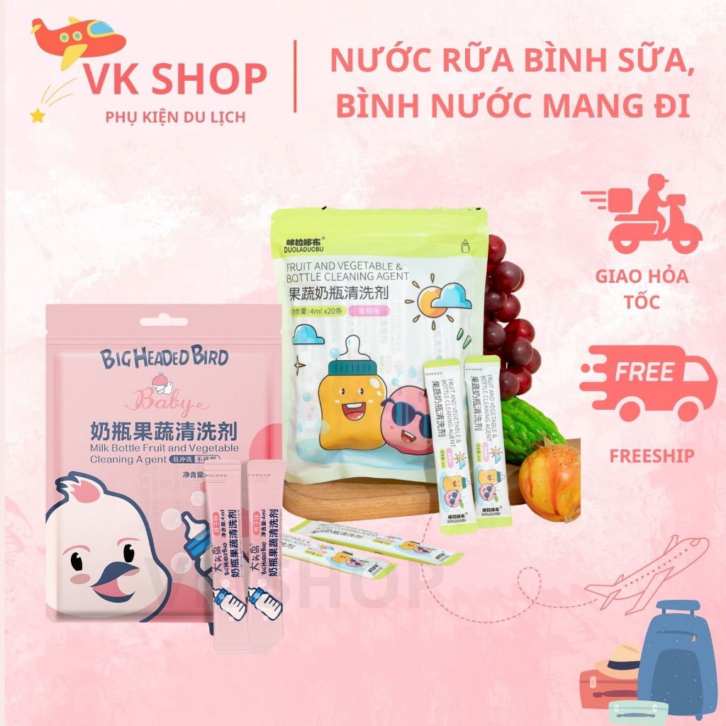 Nước Rửa Bình Sữa, Trái Cây, Bình Nước Mang Đi – Dạng Mang Đi Du Lịch Tiện Lợi, An Toàn, Làm Sạch Hiệu Quả
