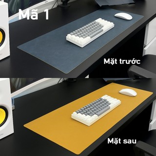 Pad Chuột Cỡ Lớn Da PU 2 Mặt Màu Xanh Navy/Vàng - Chống Nước 100% - Chống Xước - Chống Bụi