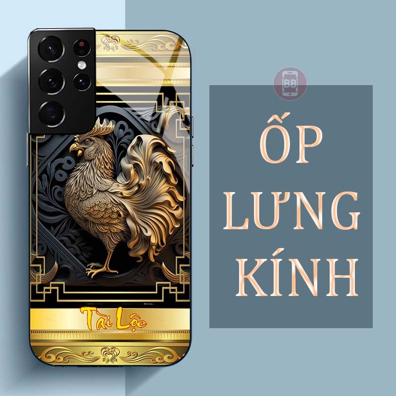 Ốp Lưng SAMSUNG GALAXY S21 ULTRA Mặt Lưng Kính Cường Lực In Hình 12 con giáp Tài Lộc
