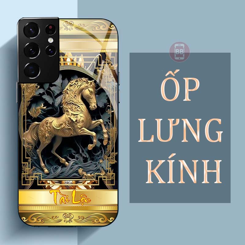 Ốp Lưng SAMSUNG GALAXY S21 ULTRA Mặt Lưng Kính Cường Lực In Hình 12 con giáp Tài Lộc