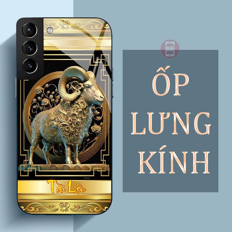 Ốp Lưng SAMSUNG S21, S21+, S21 FE Mặt Lưng Kính Cường Lực In Hình 12 con giáp Tài Lộc
