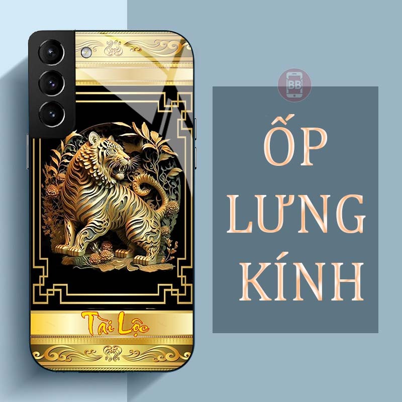 Ốp Lưng SAMSUNG S21, S21+, S21 FE Mặt Lưng Kính Cường Lực In Hình 12 con giáp Tài Lộc