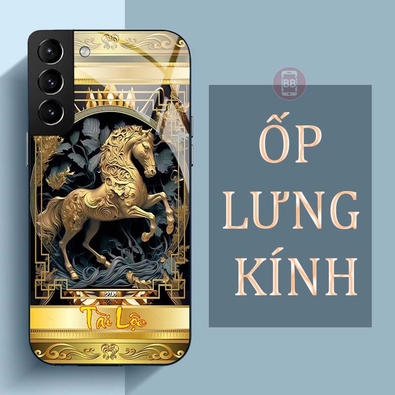 Ốp Lưng SAMSUNG S21, S21+, S21 FE Mặt Lưng Kính Cường Lực In Hình 12 con giáp Tài Lộc