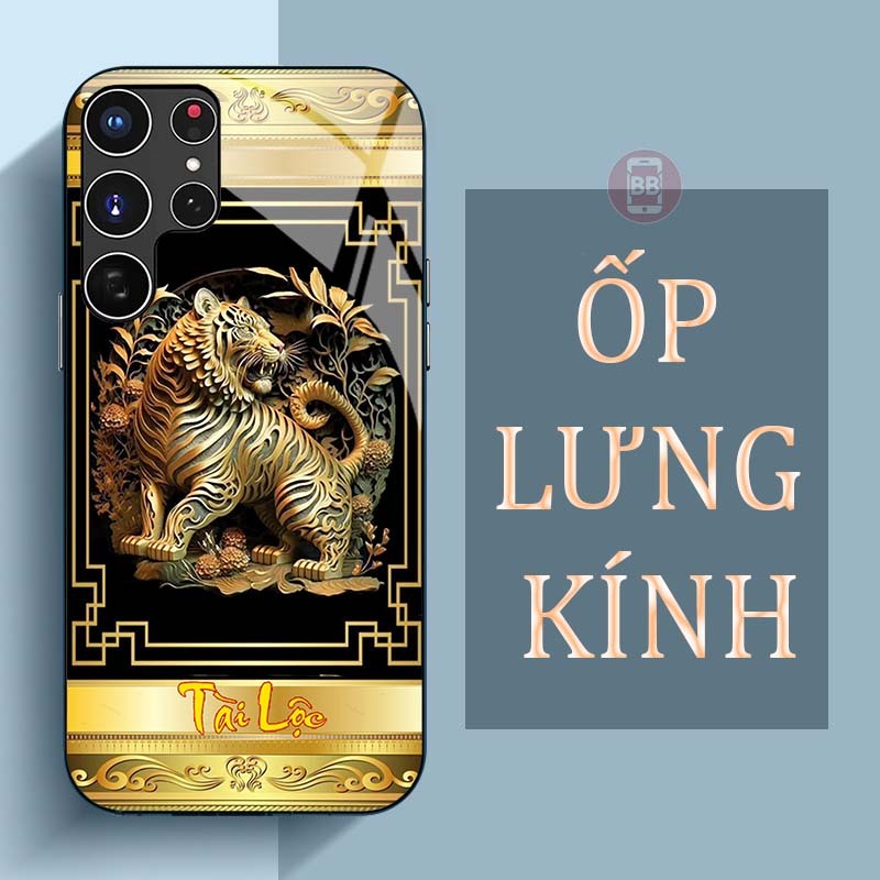 Ốp Lưng SAMSUNG S23, S23+, S23 FE, S23 ULTRA Mặt Lưng Kính Cường Lực In Hình 12 con giáp Tài Lộc
