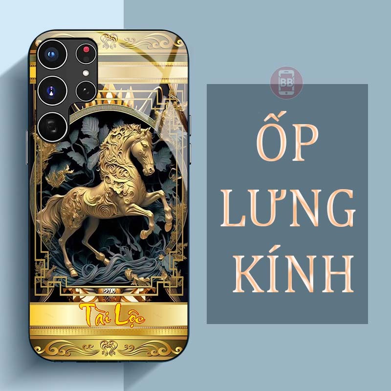 Ốp Lưng SAMSUNG S23, S23+, S23 FE, S23 ULTRA Mặt Lưng Kính Cường Lực In Hình 12 con giáp Tài Lộc