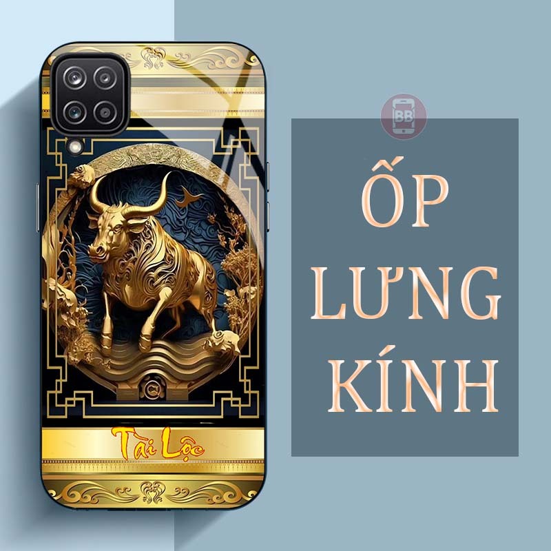 Ốp Lưng SAMSUNG A12, A22 4G, A22 5G, M12, M22 Mặt Lưng Kính Cường Lực In Hình 12 con giáp Tài Lộc