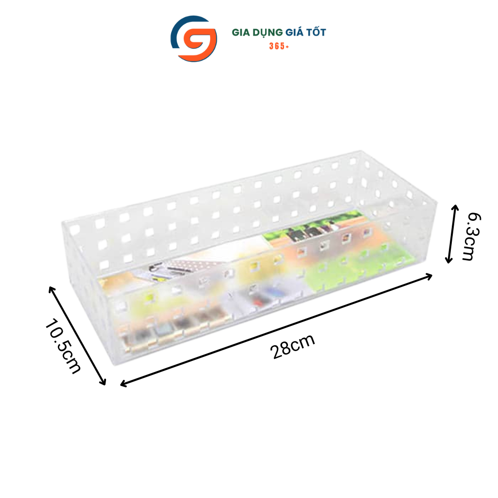 Khay nhựa trong suốt đựng đồ đa năng 28cm - khay nhựa đựng bàn học, trang điểm, văn phòng
