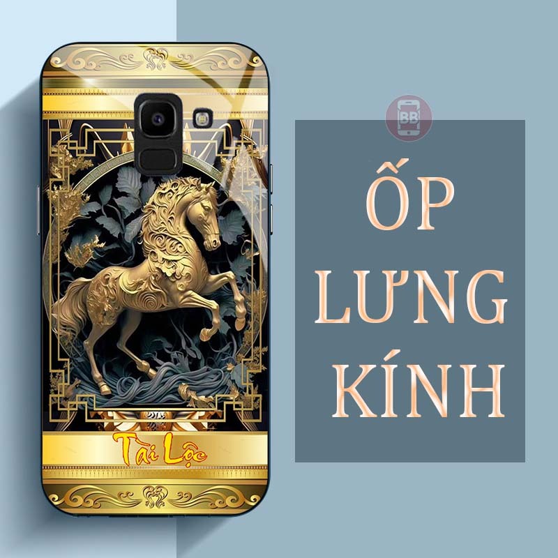 Ốp Lưng SAMSUNG A6, J6, A8, A8+ Mặt Lưng Kính Cường Lực In Hình 12 con giáp Tài Lộc