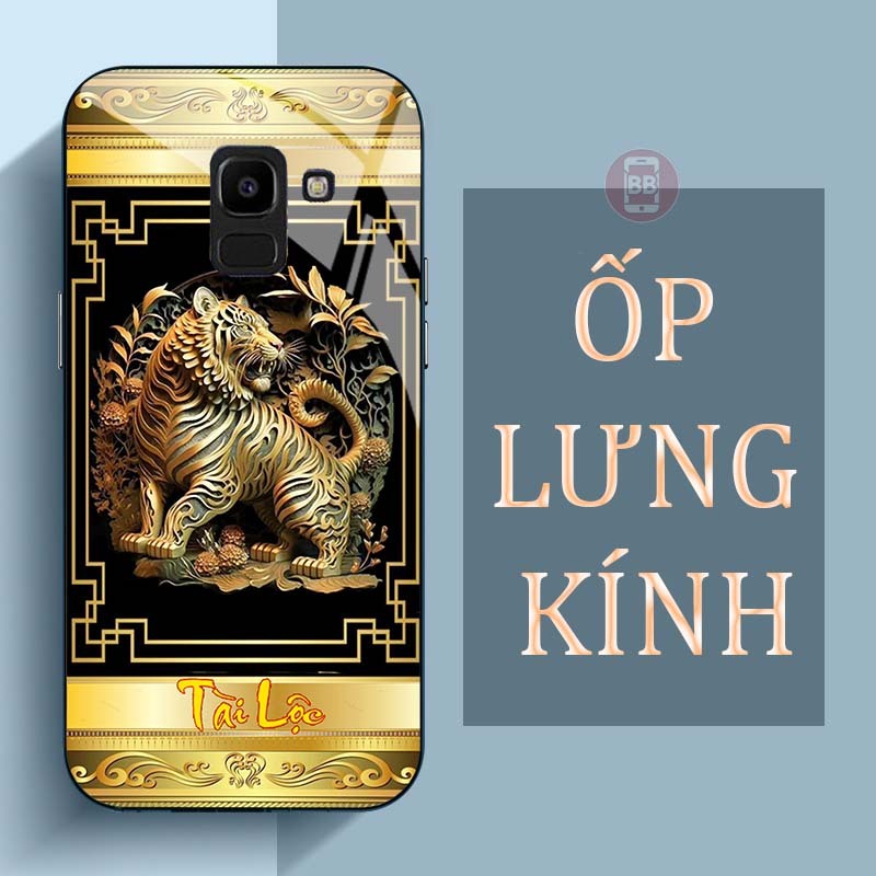 Ốp Lưng SAMSUNG A6, J6, A8, A8+ Mặt Lưng Kính Cường Lực In Hình 12 con giáp Tài Lộc