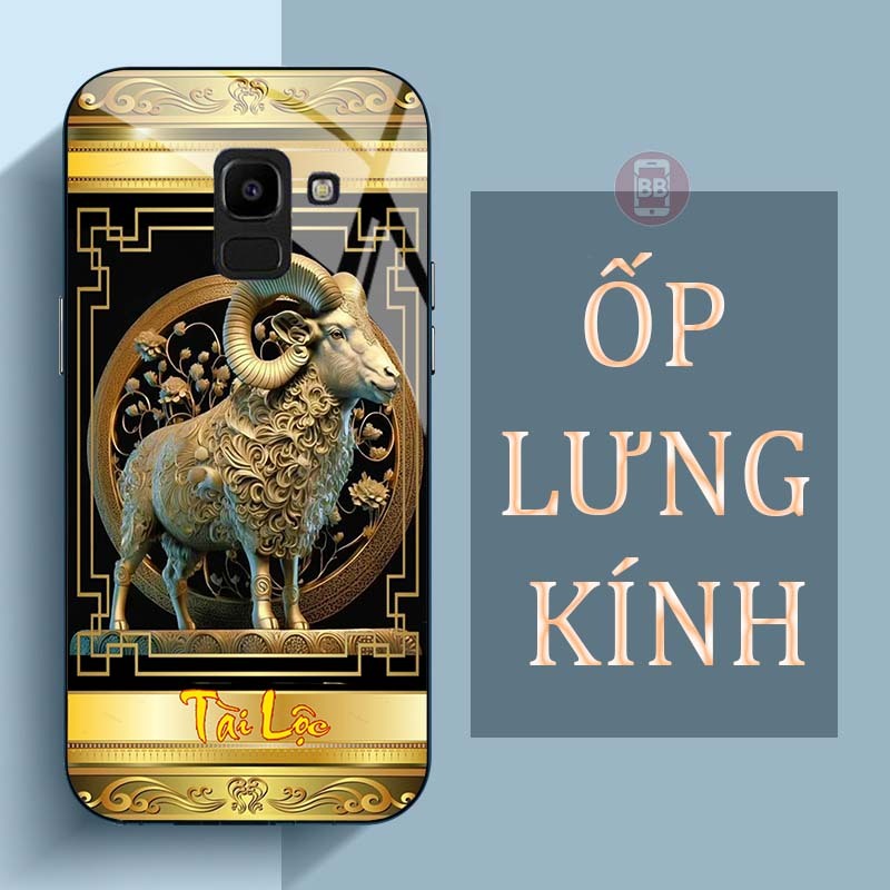Ốp Lưng SAMSUNG A6, J6, A8, A8+ Mặt Lưng Kính Cường Lực In Hình 12 con giáp Tài Lộc