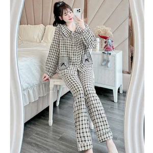 Bộ mặc nhà dài tay chât liệu cao cấp form đẹp, bộ mặc ngủ thu đông.