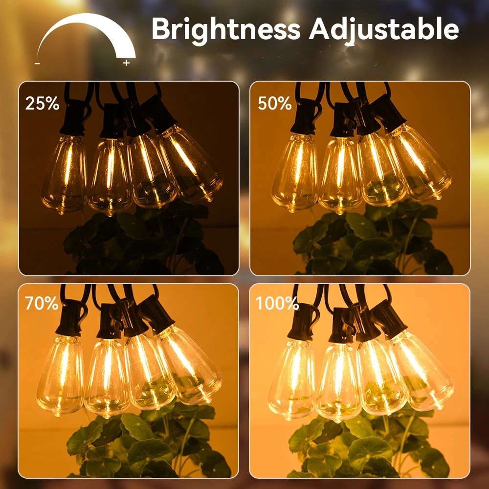 ST38 Đèn Dây LED Năng Lượng Mặt Trời 8 Chế Độ, IP65,Điều Chỉnh Độ Sáng, Đèn Trang Trí Sân Vườn Ban Công Tiệc Ngoài Trời