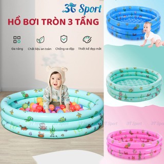 Hồ bơi phao Intime cho bé 3 tầng họa tiết biển chống trượt nhựa PVC không mùi bền đẹp  HBTR-YT