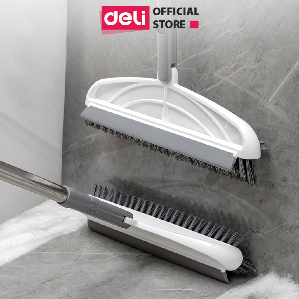 Chổi Chà Sàn Nhà Tắm Kết Hợp Gạt Nước Đầu Chữ V Deli - Chổi Cọ Sàn Đa Năng 2 Đầu Chổi Kèm Gạt Nước Làm Sạch Mọi Góc Bẩn