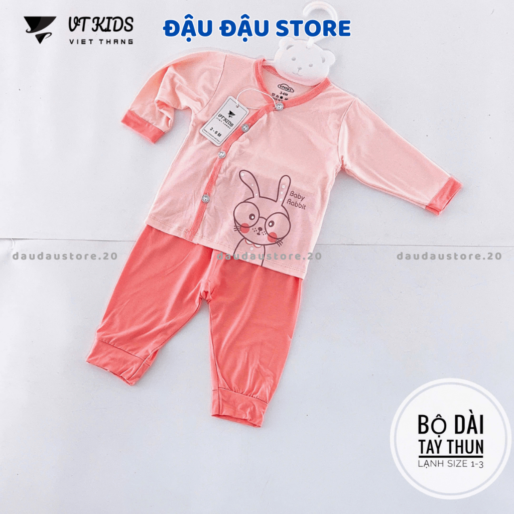 (Set 3/5) Bộ Dài Sơ Sinh Màu Thun Lạnh VT Chất Mềm Mịn Thấm Hút Mồ Hôi Cho Bé Sơ Sinh 3-9kg VT-DL119 Đậu Đậu Store