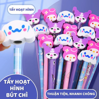 Bút Chì Có Tẩy Đáng Yêu - Bút Chì Gỗ Nét Mịn, Dễ Cầm, Phù Hợp Cho Học Sinh Luyện Viết, Vẽ Tranh
