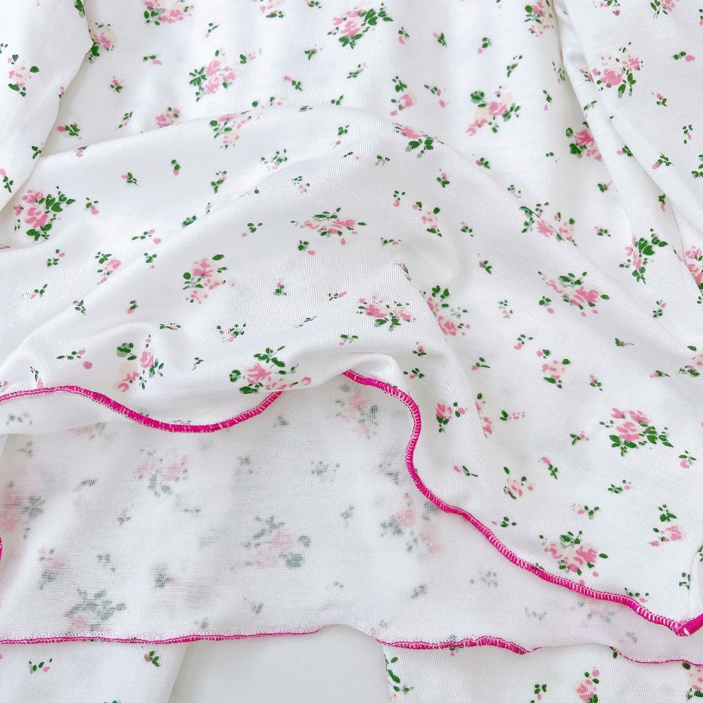 Đồ dài tay bé gái 95% sợi sồi Modal Ice Cool Lá Homewear A321, pijama cho bé hoa nhí cổ bèo xinh xắn