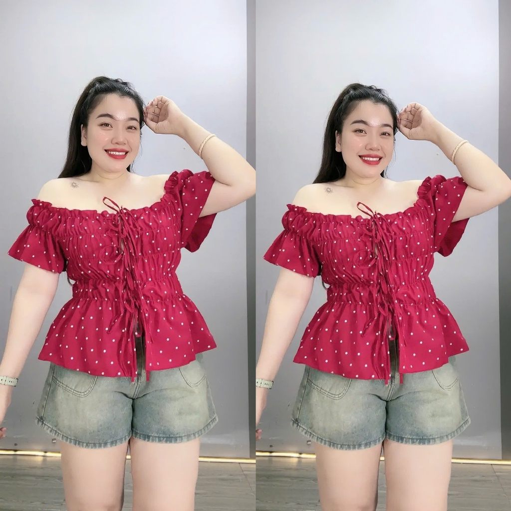 Áo Trễ Vai Nữ Bigsize CÔ NHỎ Bo Chun Eo – Kiểu Dáng Ngắn Tính, Che Khuyết Điểm A295