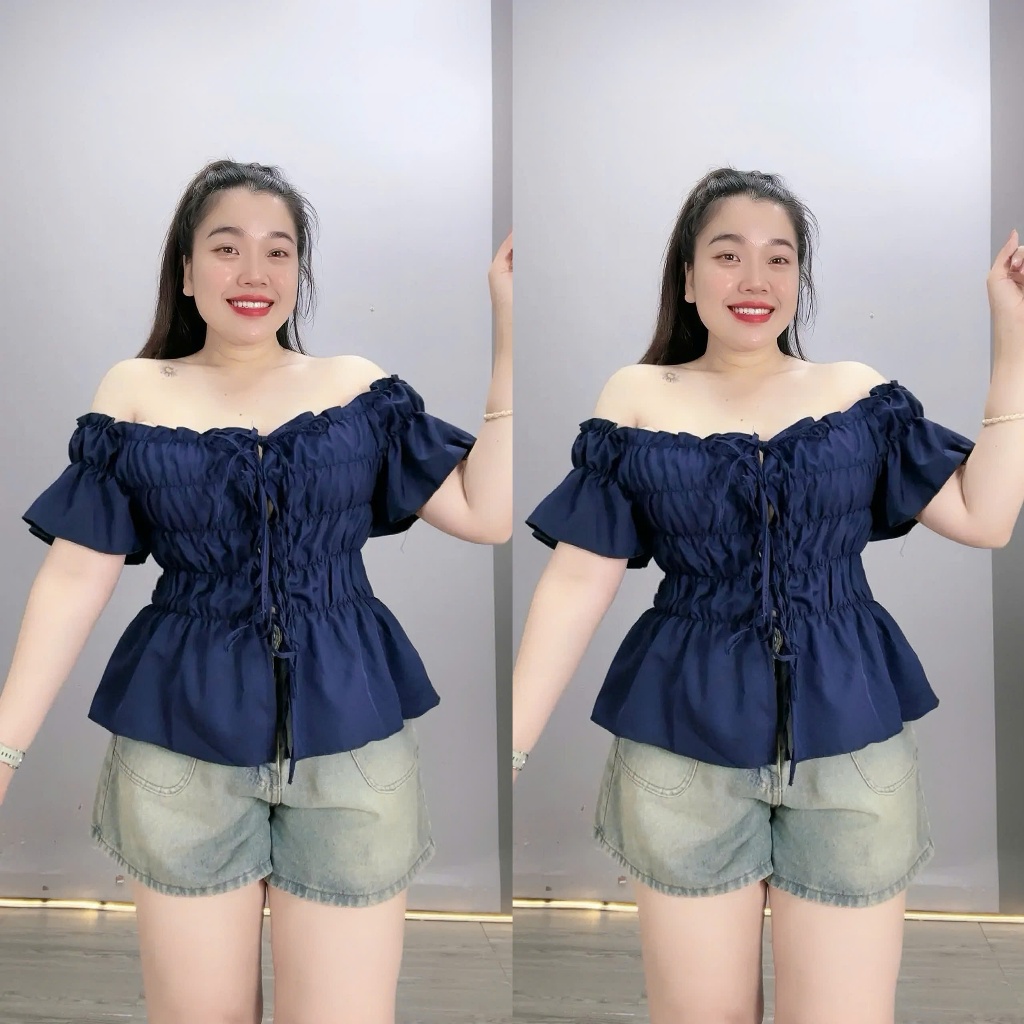 Áo Trễ Vai Nữ Bigsize CÔ NHỎ Bo Chun Eo – Kiểu Dáng Ngắn Tính, Che Khuyết Điểm A295