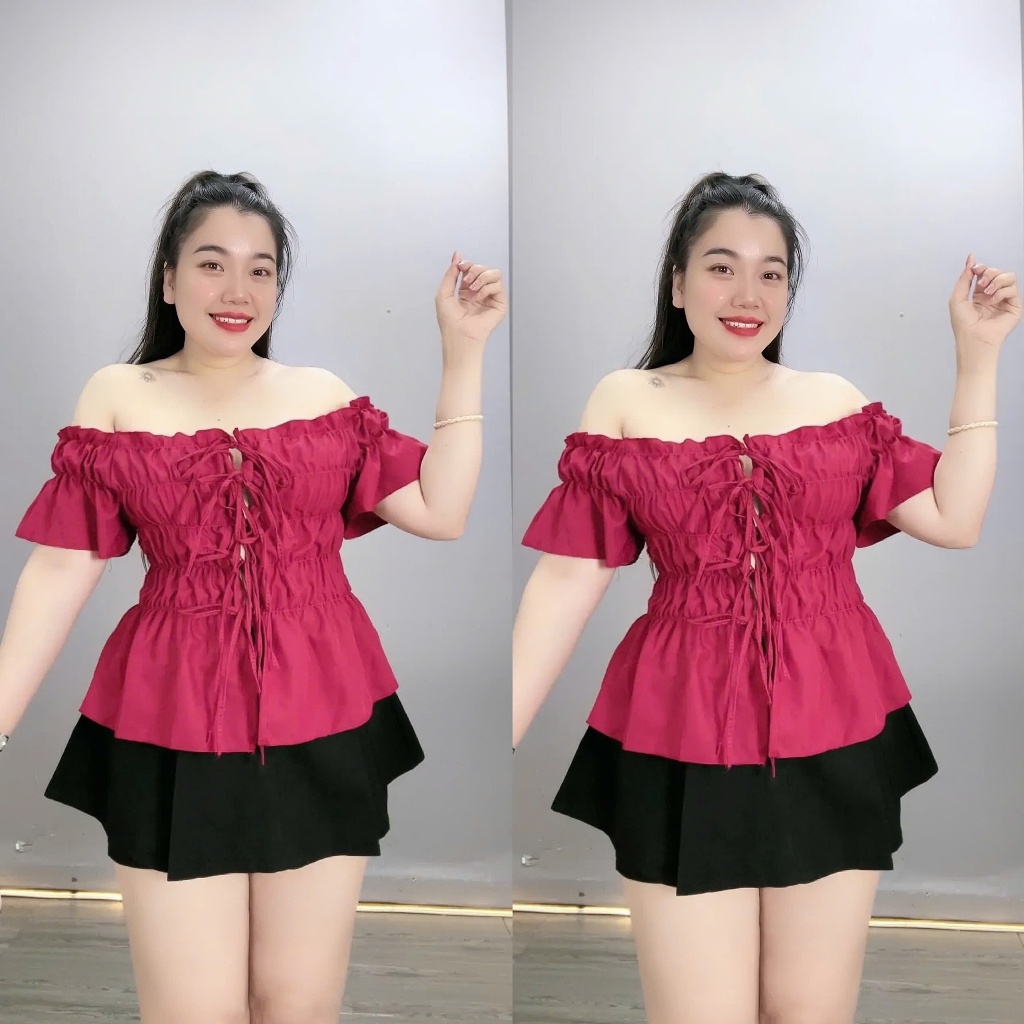 Áo Trễ Vai Nữ Bigsize CÔ NHỎ Bo Chun Eo – Kiểu Dáng Ngắn Tính, Che Khuyết Điểm A295