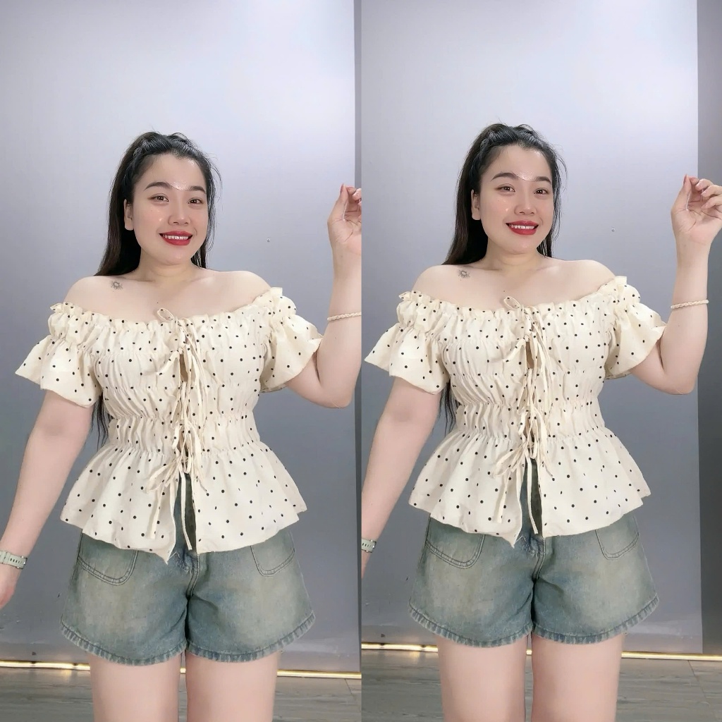 Áo Trễ Vai Nữ Bigsize CÔ NHỎ Bo Chun Eo – Kiểu Dáng Ngắn Tính, Che Khuyết Điểm A295