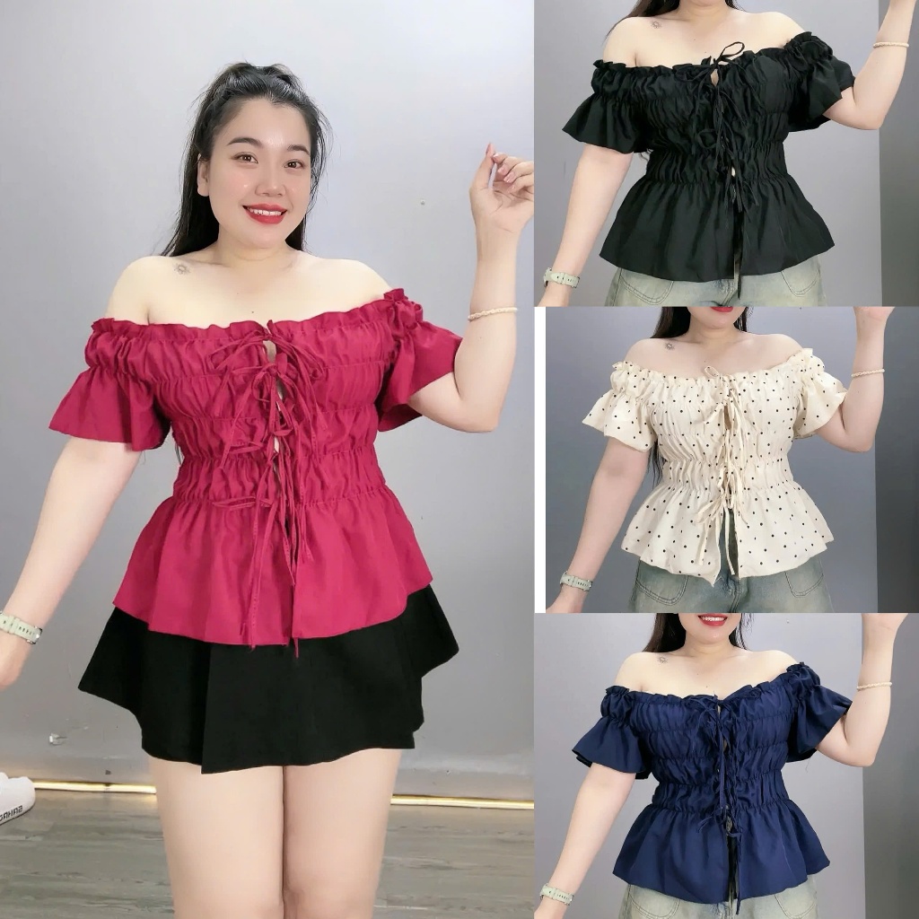 Áo Trễ Vai Nữ Bigsize CÔ NHỎ Bo Chun Eo – Kiểu Dáng Ngắn Tính, Che Khuyết Điểm A295