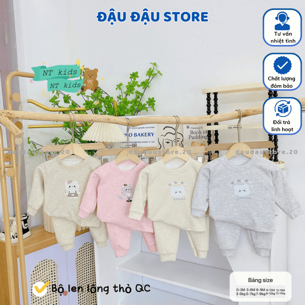 Set 2 - Set 3 Bộ Dài Tay Len Lông Thỏ Thu Đông Quảng Châu mềm mại ấm áp cho bé trai bé gái 5-15kg BLEN01 Đậu Đậu Store