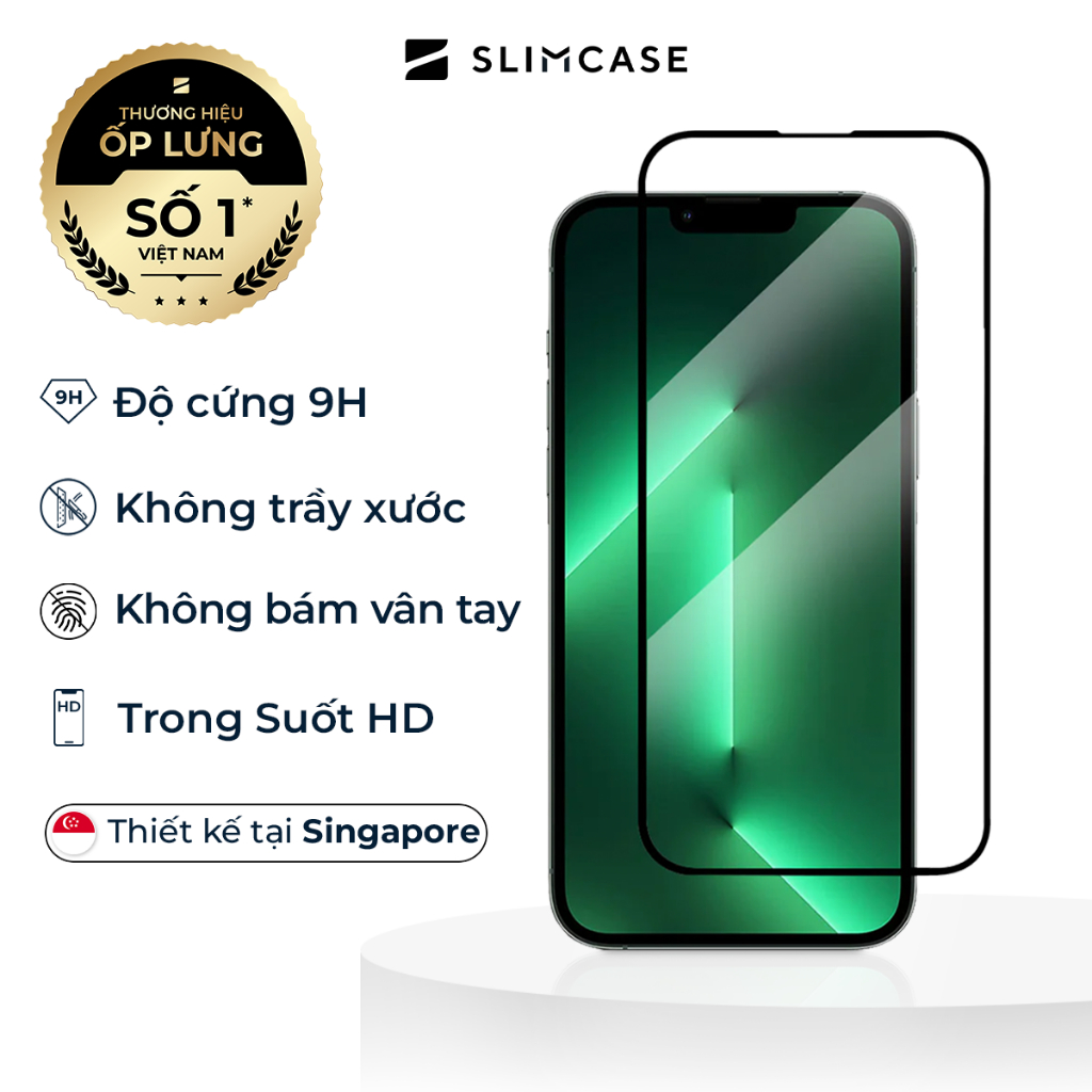 Kính cường lực iPhone 13 / 12 / XS / XR / X / 8 / 7 SLIMCASE dễ dán - Chống trầy xước, độ cứng 9H