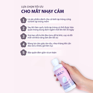 Nước ngâm lens VIVIMOON dung dịch làm sạch, khử trùng, bảo quản kính áp tròng EYE PLUS MULTI SOLUTION 150ml