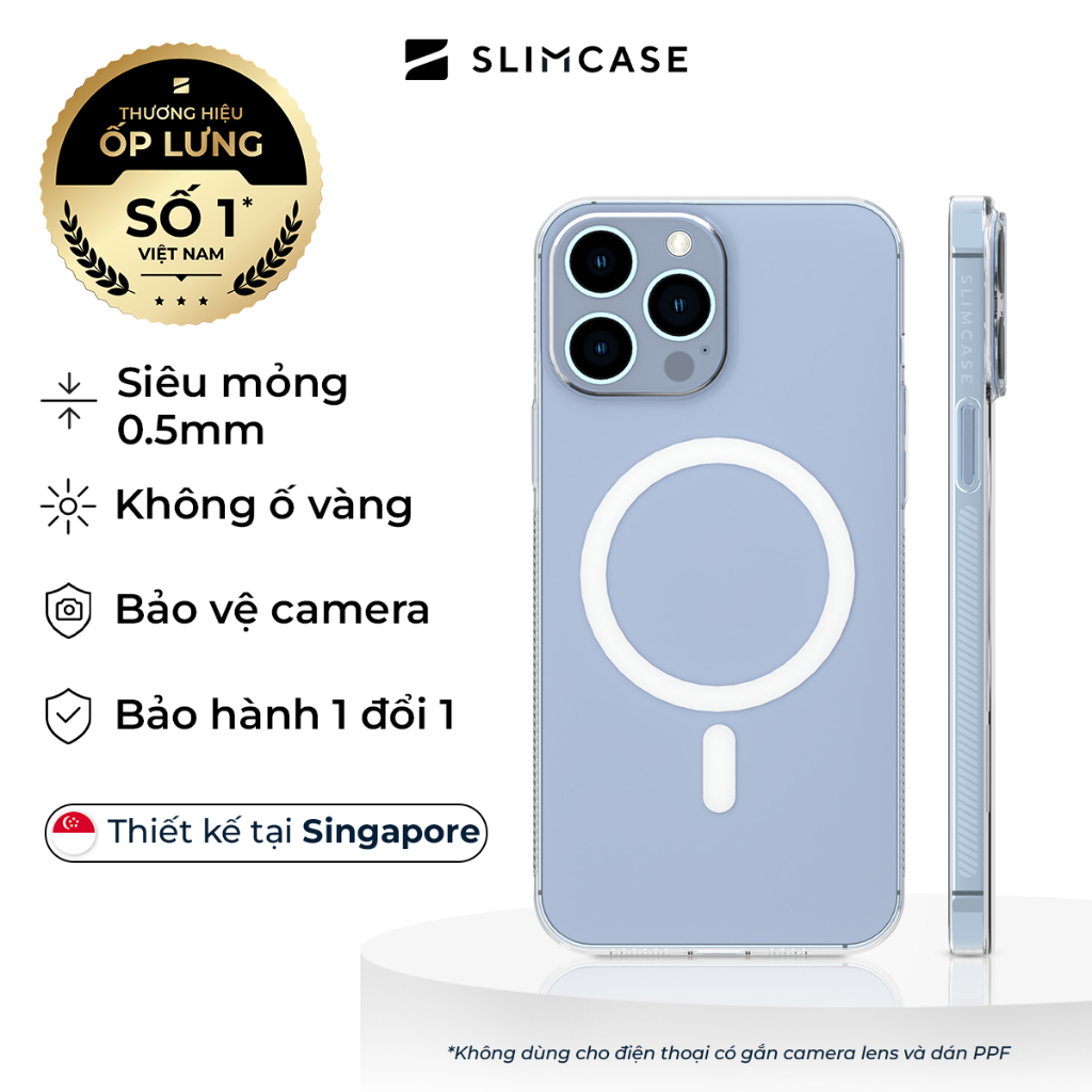 Ốp lưng UNIQUE cho iPhone 13 Pro Max / 13 Pro / 13 & 12 Pro Max SLIMCASE - Siêu mỏng, Không ố vàng