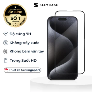 Kính cường lực iPhone 15 series SLIMCASE kèm khung tự dán - Chống trầy xước, độ cứng 9H