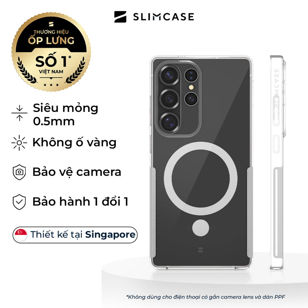 Ốp lưng UNIQUE Samsung S26 Ultra S25 Ultra S24 Ultra S23 Ultra SLIMCASE - Không ố vàng, siêu mỏng, hỗ trợ sạc không dây