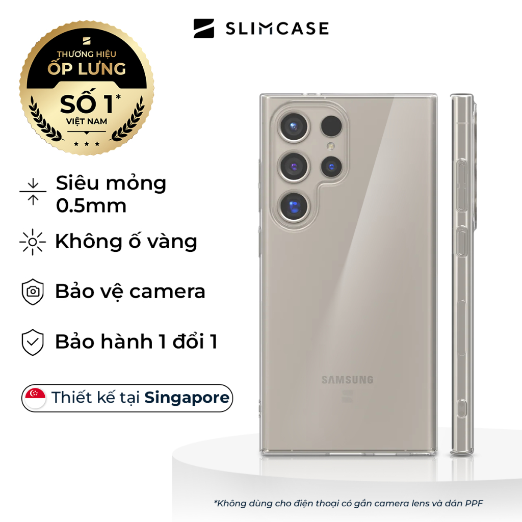 Ốp lưng Samsung S24 Ultra / S24 Plus / S24 & S23 Ultra / S23 Plus / S23 SLIMCASE - Không ố vàng, siêu mỏng