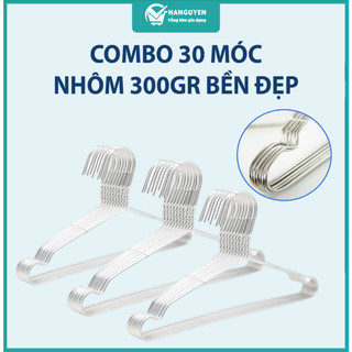 Combo 30 móc nhôm treo quần áo 300gr (L = 43cm) bền nhẹ tiện lợi dễ sử dụng