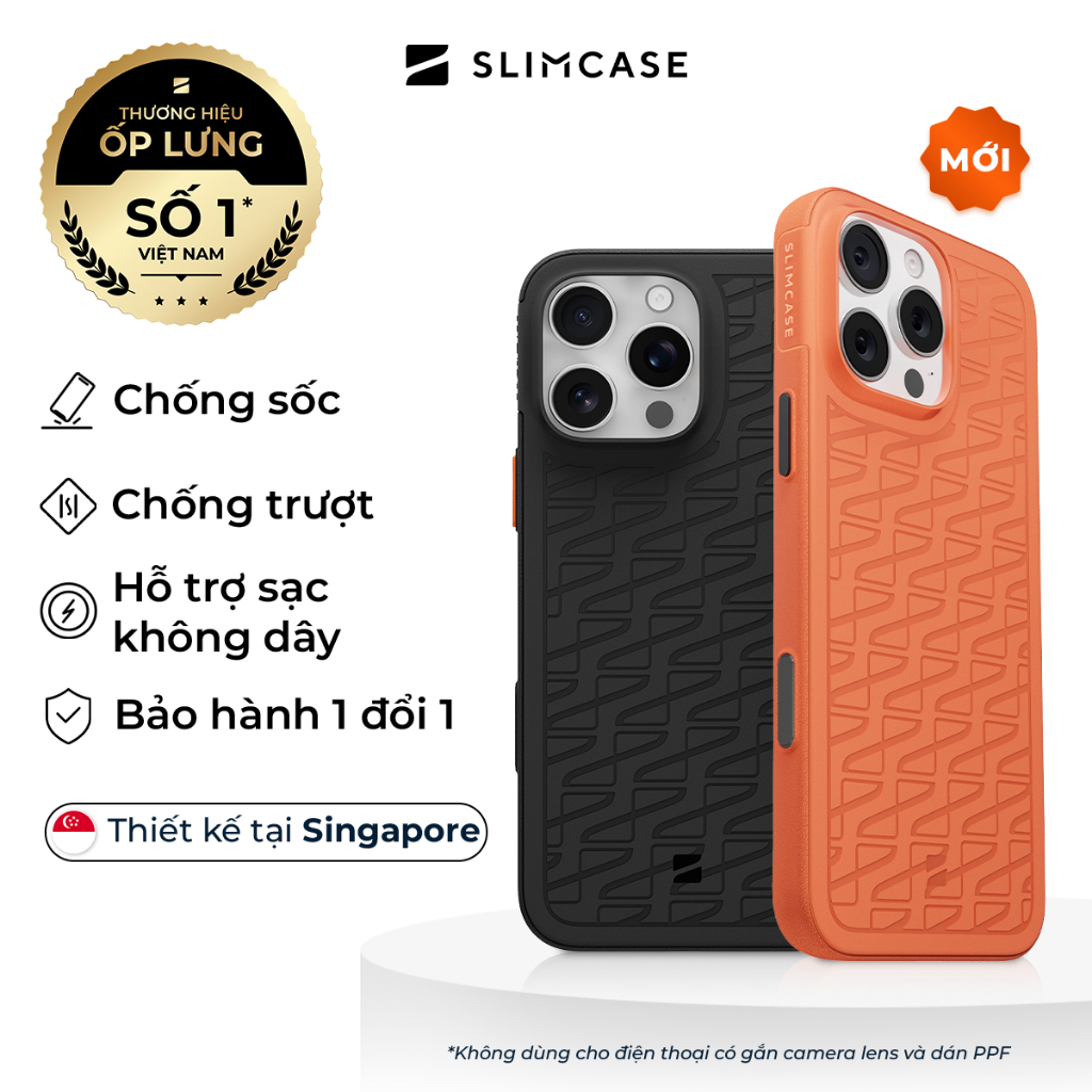 Ốp lưng SPORT iPhone 15 Pro / 15 Pro Max & 16 Pro Max SLIMCASE - Chống sốc, chống trượt, hỗ trợ sạc không dây