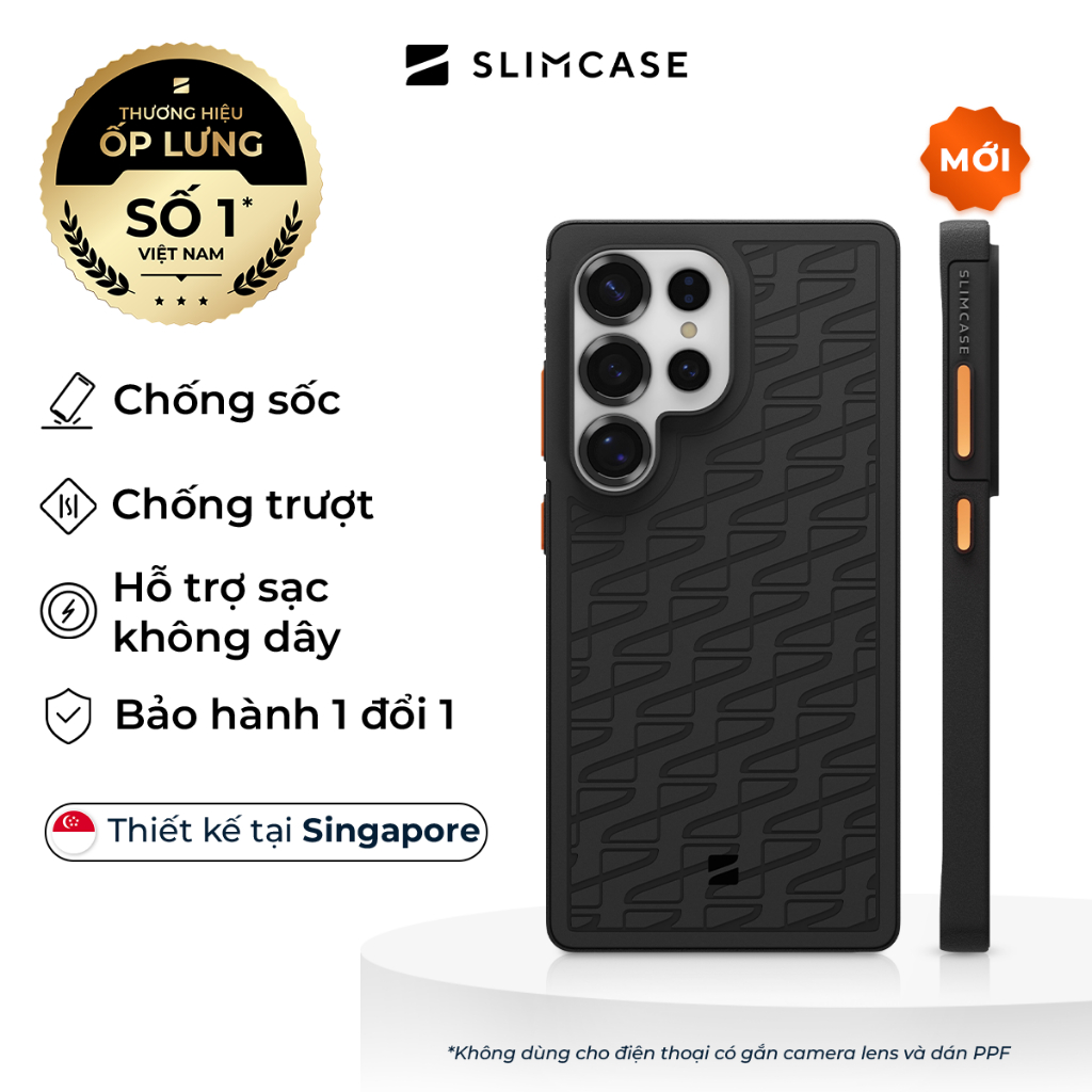 Ốp lưng SPORT Samsung Galaxy S25 Ultra SLIMCASE -  Chống sốc, chống trượt. TẶNG kèm bộ nút bấm