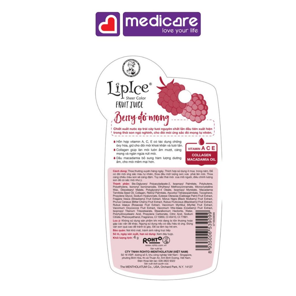 Son dưỡng LIPICE Sheer Color Fruit Juice Berry đỏ mọng 4g