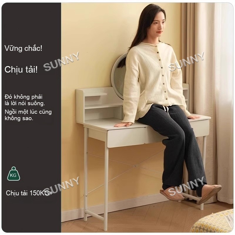 SUNNY Bàn trang điểm đơn giản Bàn phấn gương có ngăn kéo lưu trữ tiện lợi phù hợp phòng ngủ nữ tính