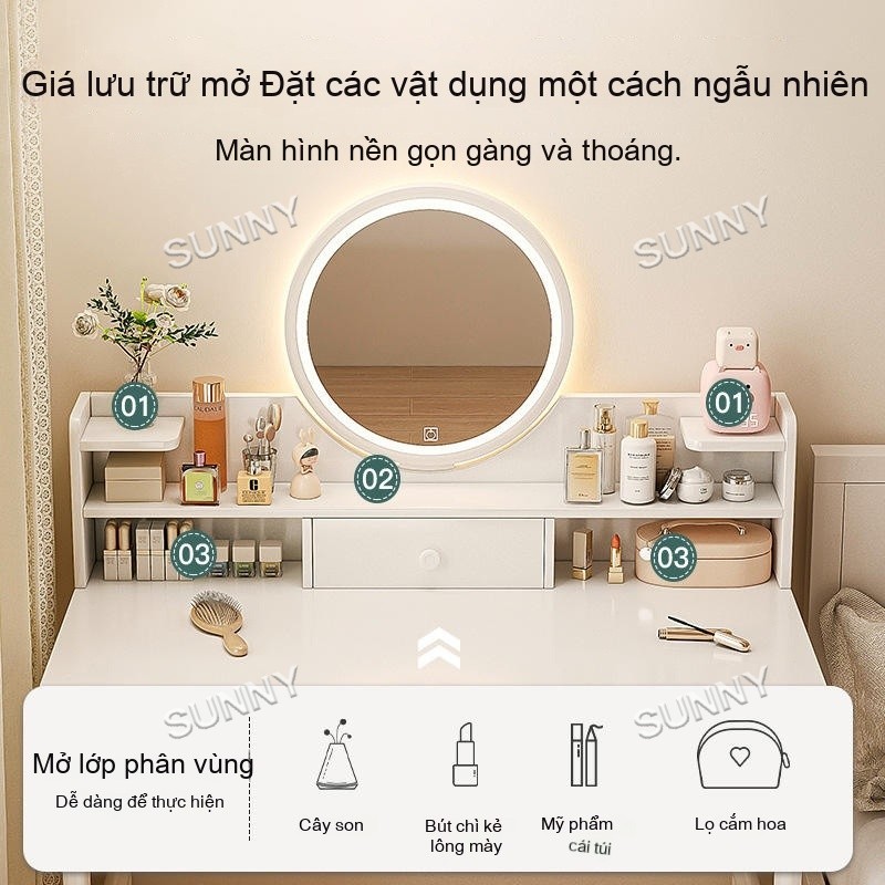 SUNNY Bàn trang điểm đơn giản Bàn phấn gương có ngăn kéo lưu trữ tiện lợi phù hợp phòng ngủ nữ tính