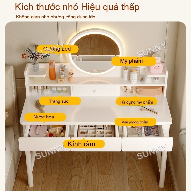 SUNNY Bàn trang điểm đơn giản Bàn phấn gương có ngăn kéo lưu trữ tiện lợi phù hợp phòng ngủ nữ tính