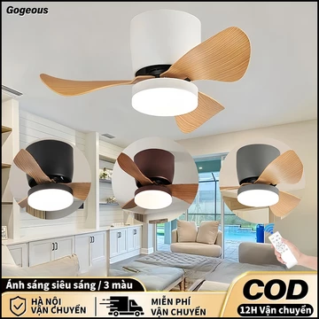 Đèn quạt trần màu trắng 3 Cánh 24 inch quạt trần đèn 6 Cấp Độ Gió đèn quạt trần đổi màu ánh sáng